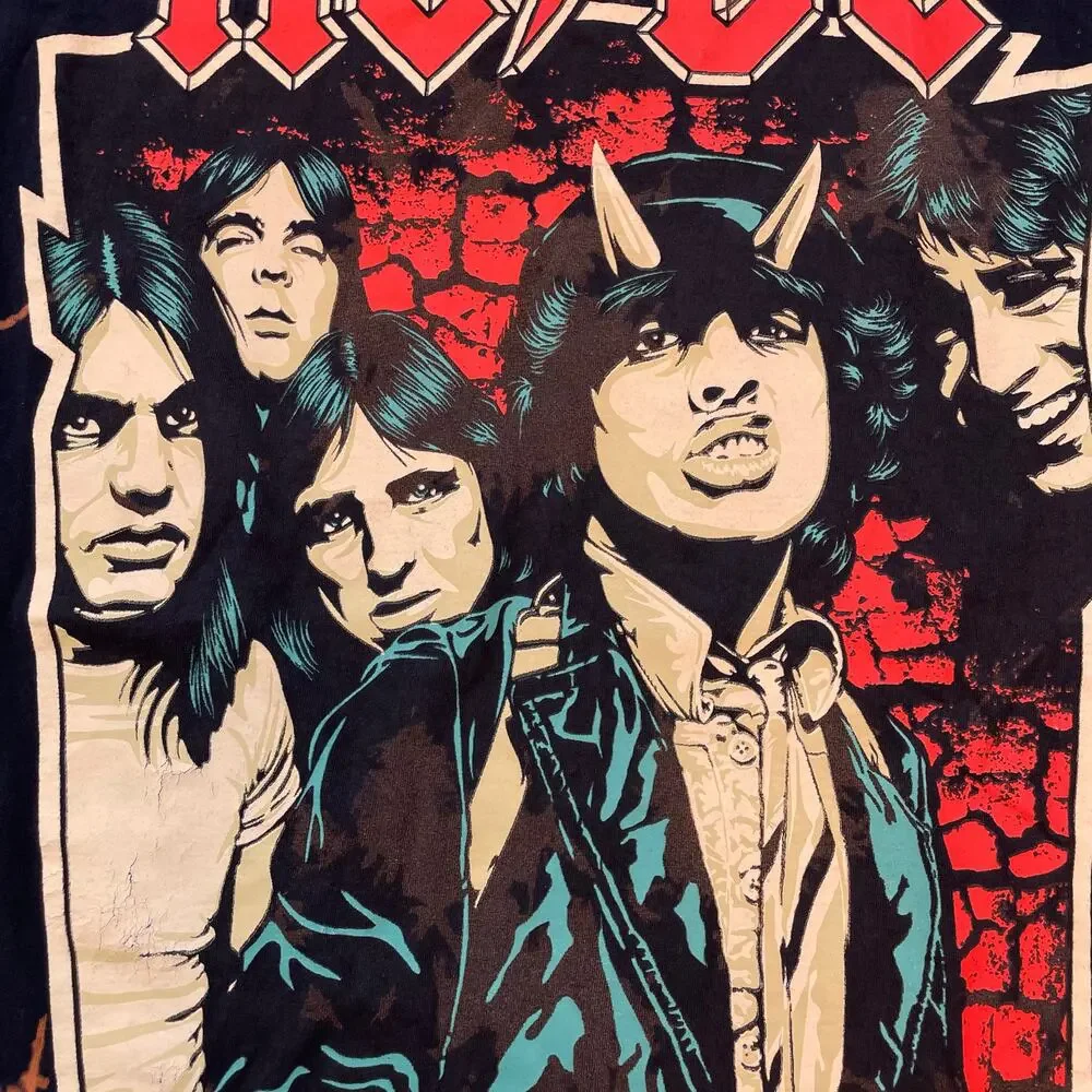 ACDC Highway To Hell T Shirt Mens 2XL Bleach Tie Dye Band Rock Graphic Tee